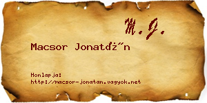 Macsor Jonatán névjegykártya